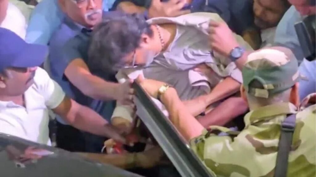 Actor Vijay falls down in Chennai Airport